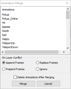 Animation Merge window
