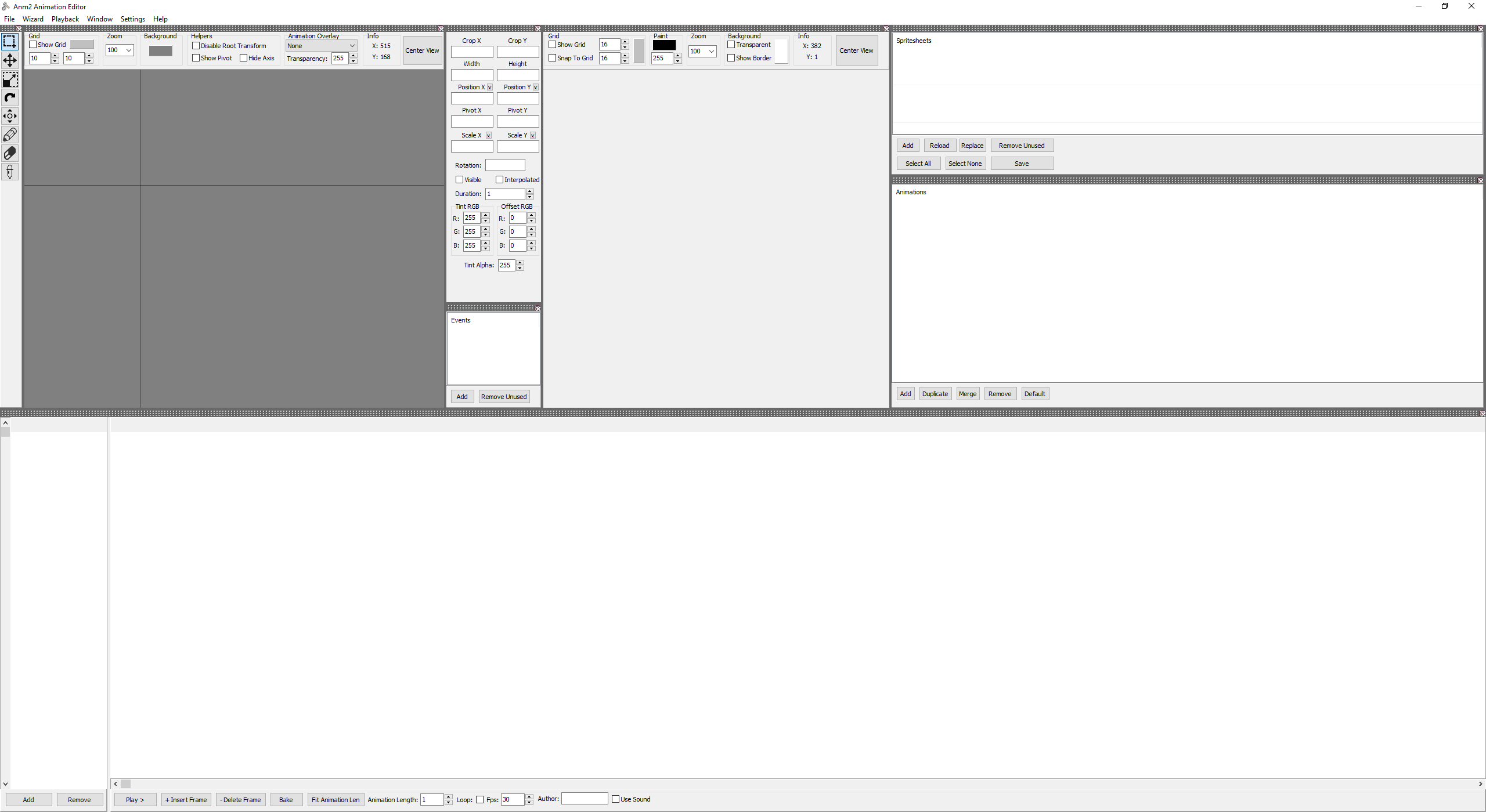 Base layout of the editor