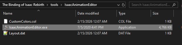 Animation editor file path