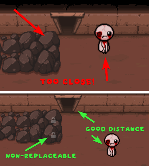 Keeping enemies away from doors and placing non-replaceable rocks near doors.