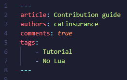 Metadata example, with an article property, authors property, comments property, and tags property