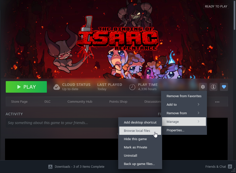 Opening the mod's directory