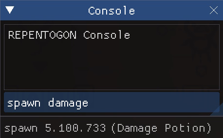Debug console give item via internal ID