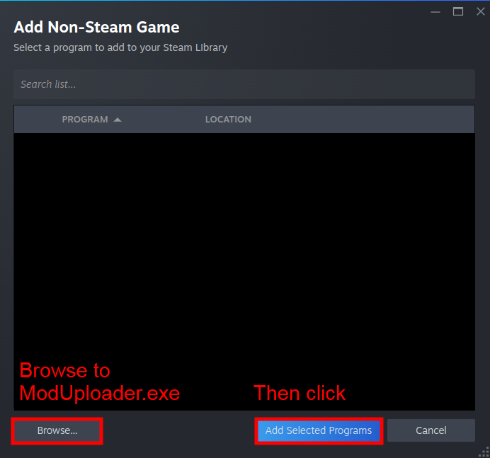 Non-steam game menu
