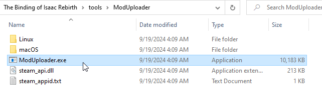 Mod uploader file path